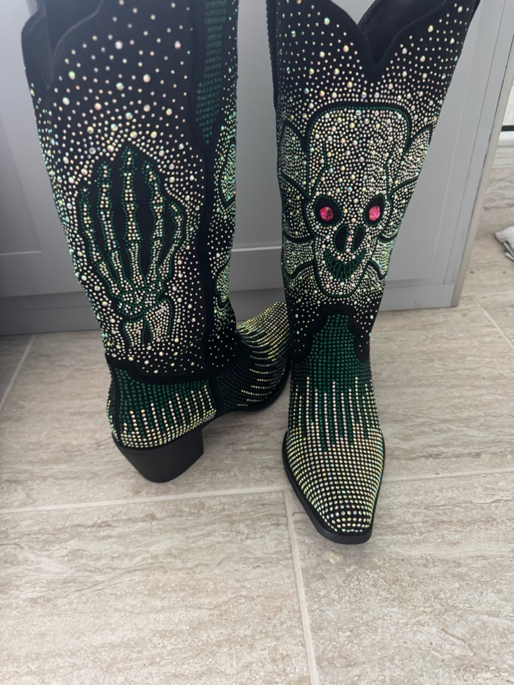 Sugar Skull Rhinestone Bling Western Fashion Boots